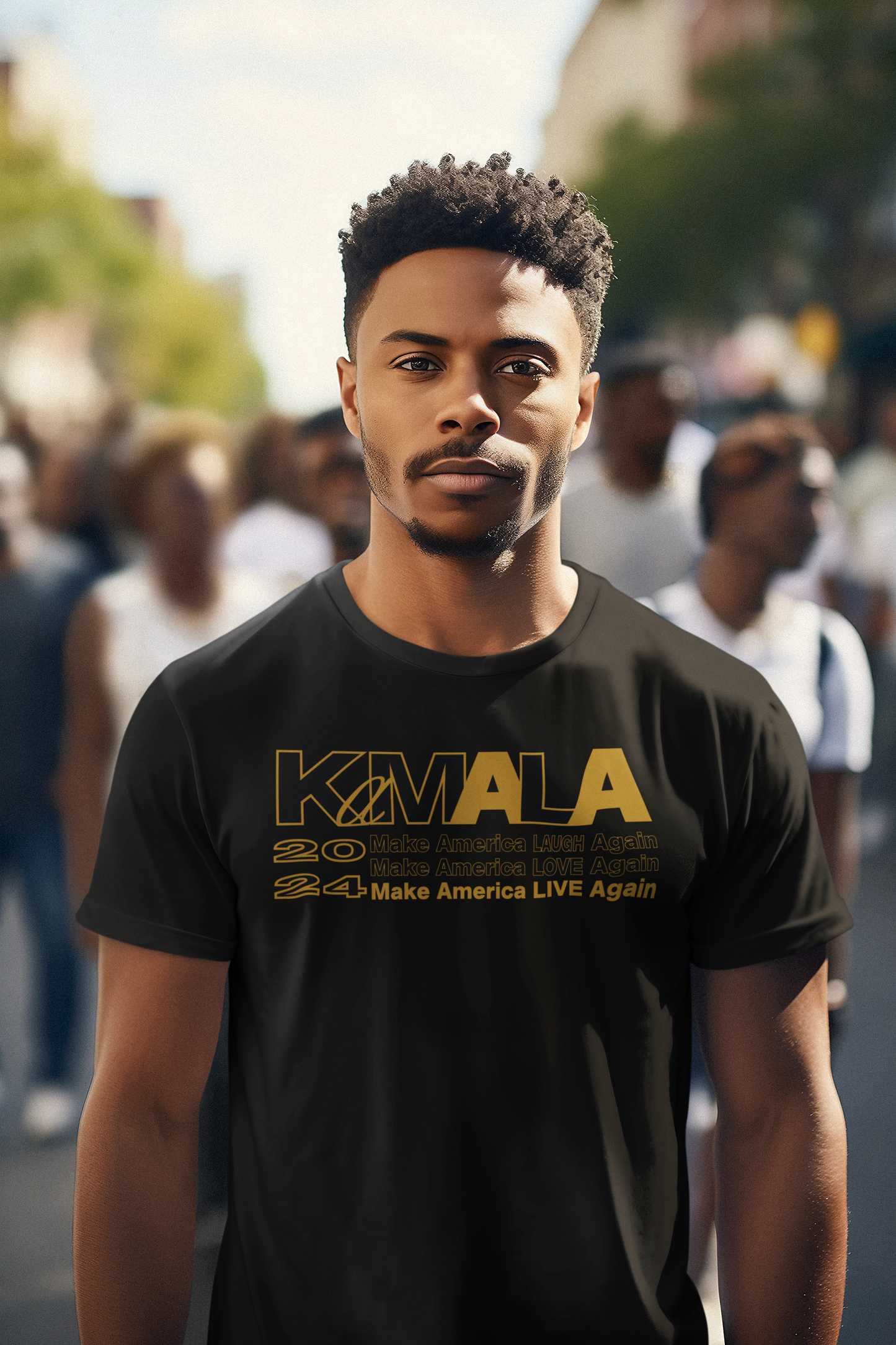 "Make America Laugh, Love, Live Again" - Black & Gold Unisex Crewneck