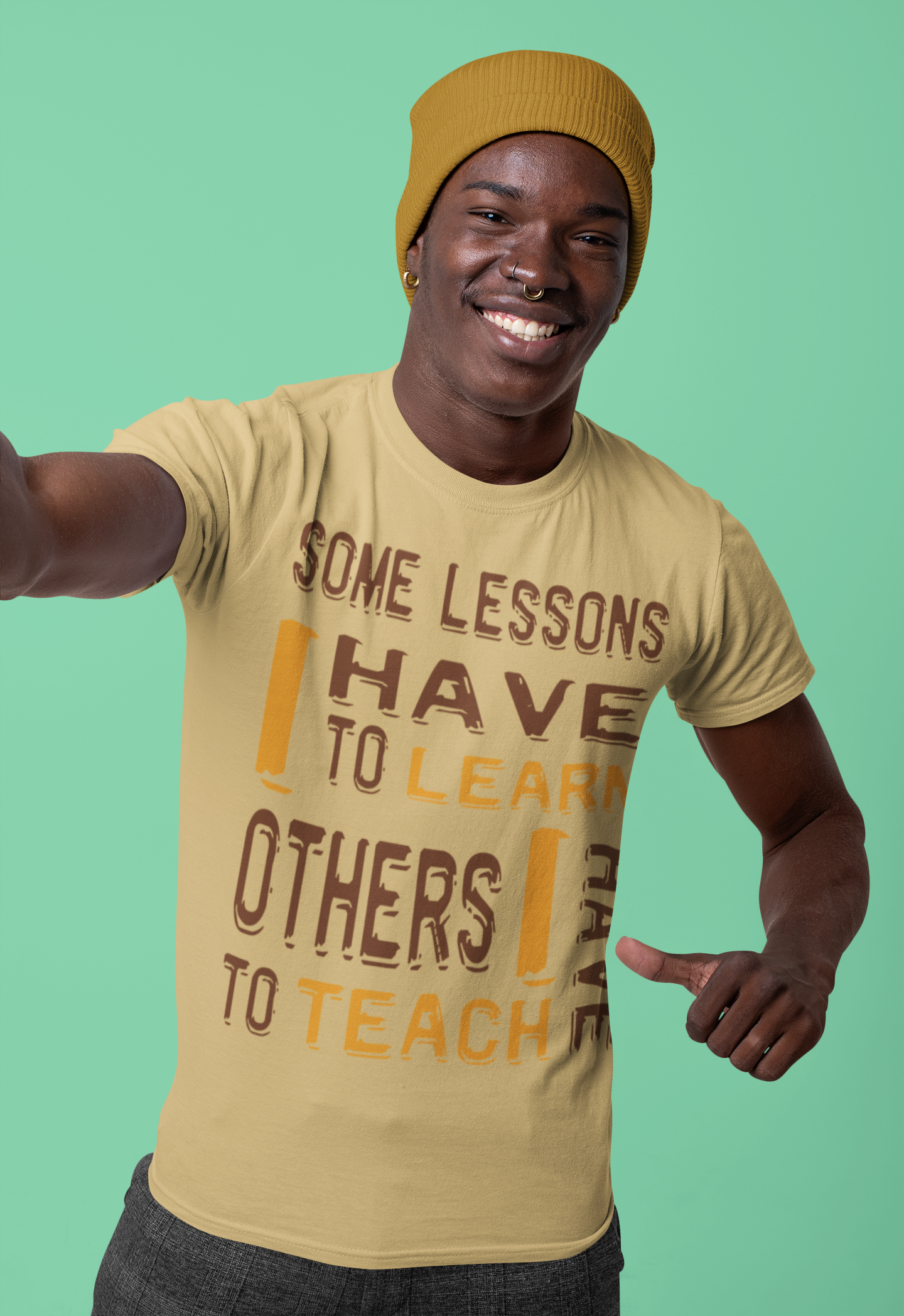 "Some Lessons I Have To Learn..." - Unisex T-shirt (Graphic: orn/brn)