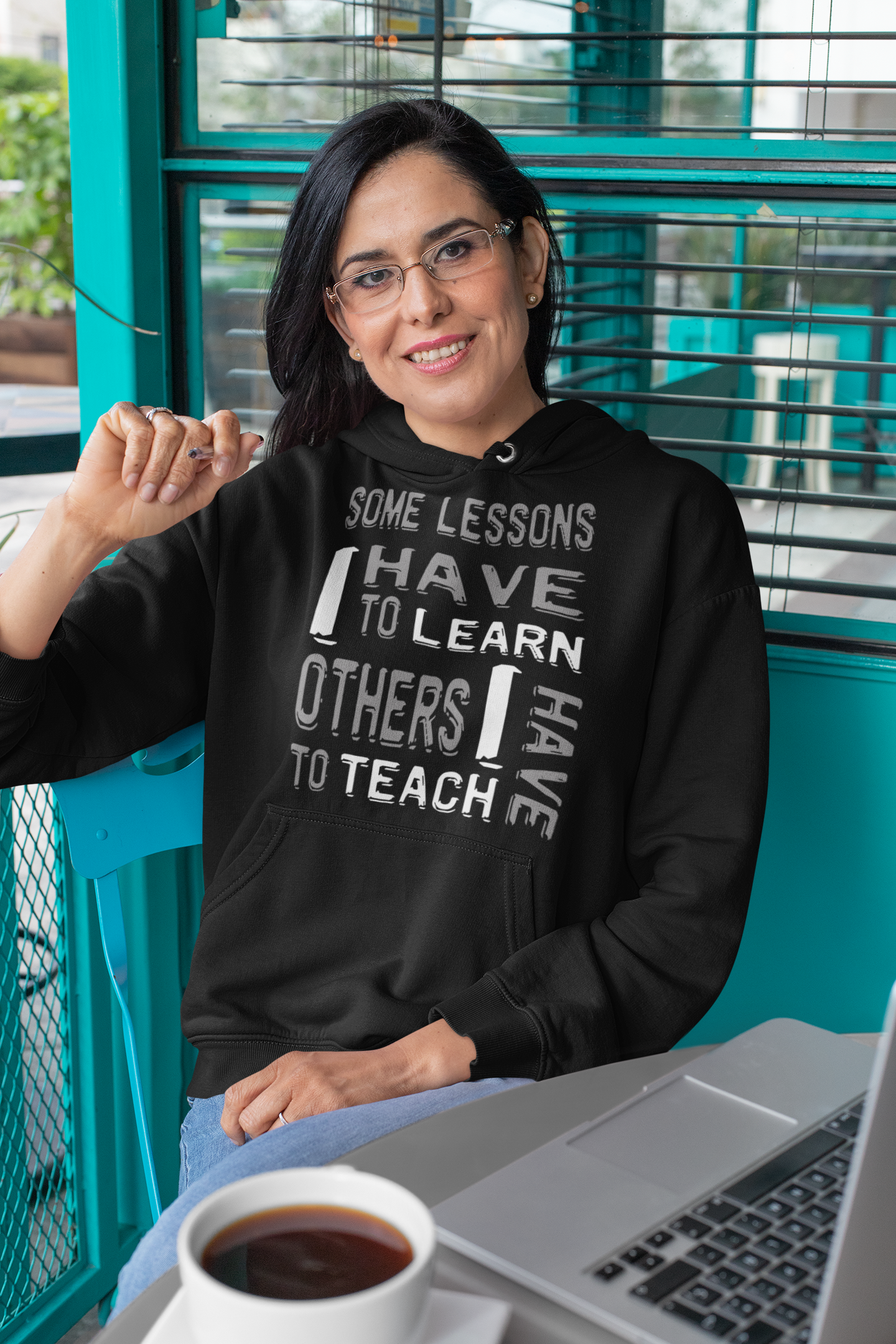 "Some Lessons I Have To Learn..." - Unisex Hoodie (Graphic: white/grey)