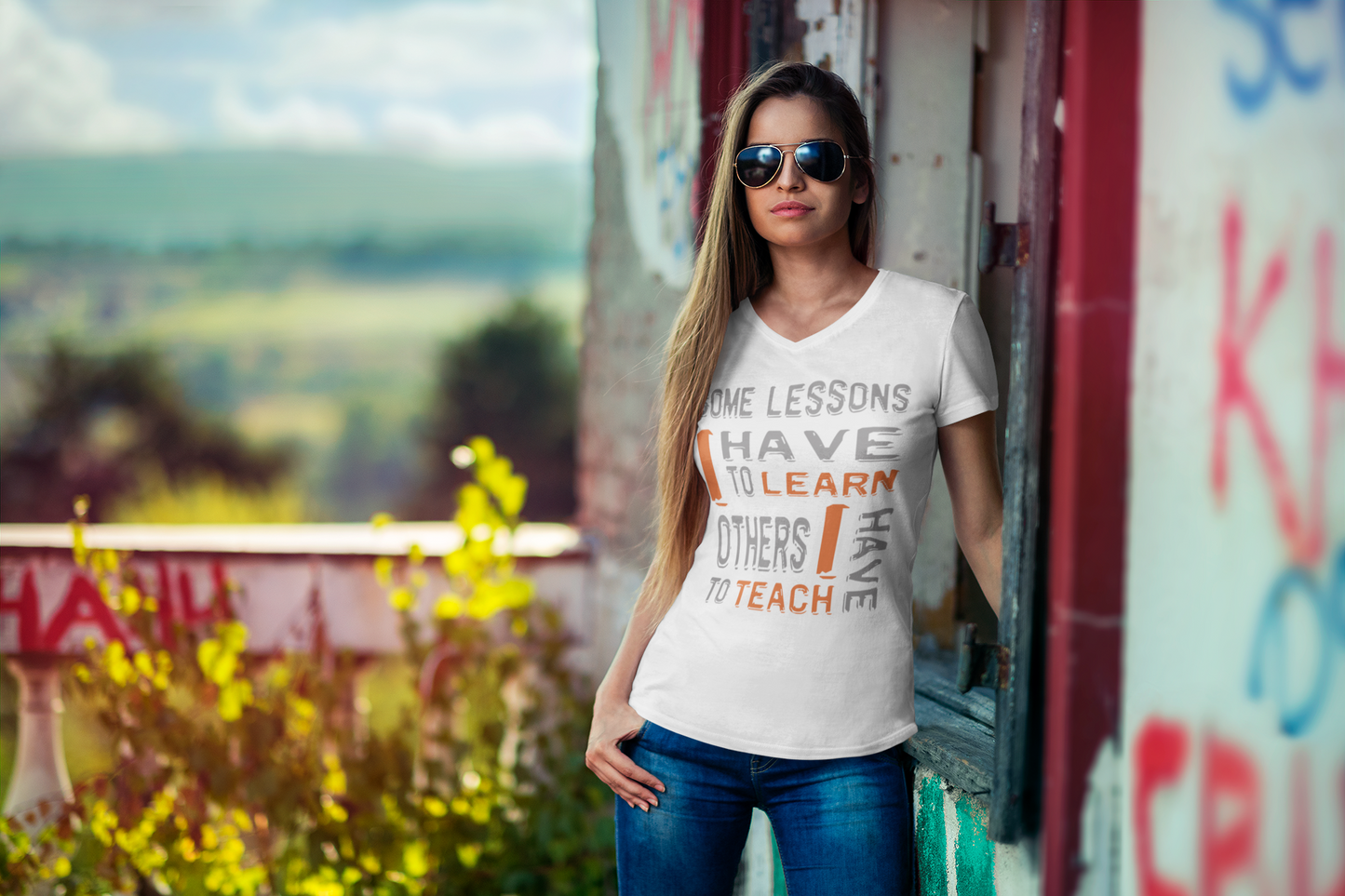 "Some Lessons I Have To Learn..." - Ladies' V-Neck T-Shirt