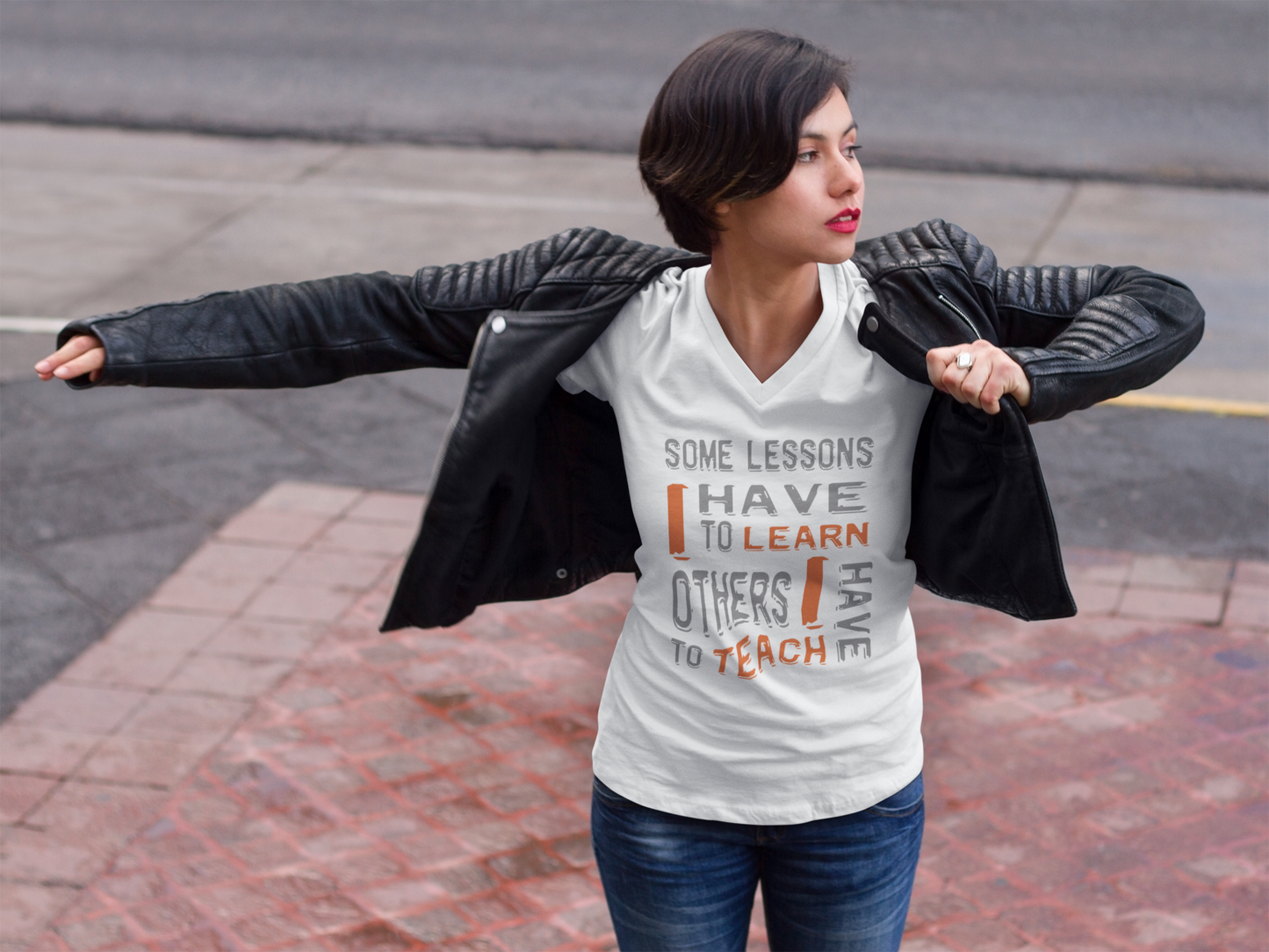 "Some Lessons I Have To Learn..." - Ladies' V-Neck T-Shirt