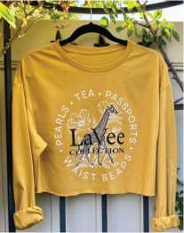 LaVee Ladies' Cropped Long-Sleeve T-Shirt - Mustard