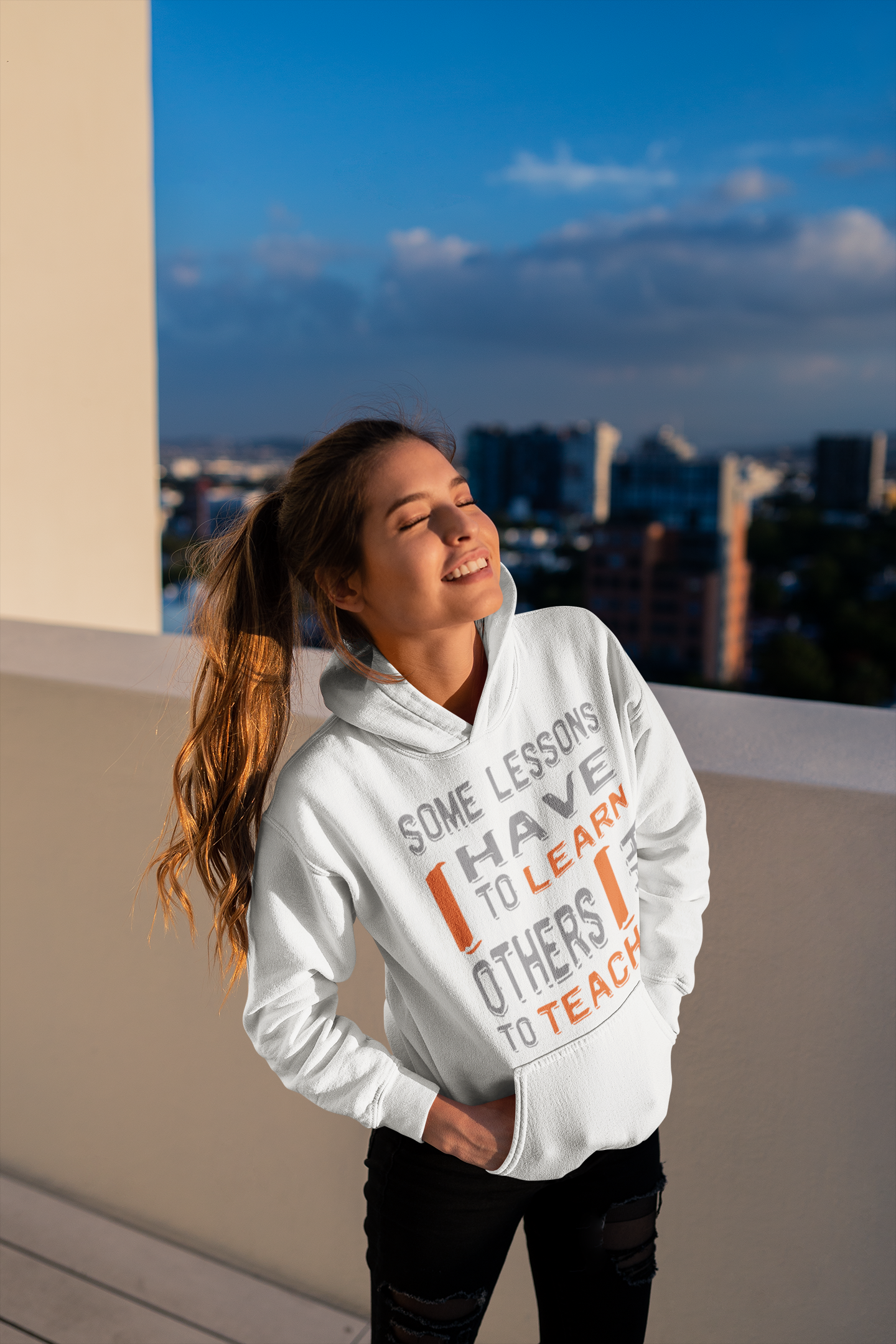 "Some Lessons I Have To Learn..." - Unisex Graphic Hoodie (Graphic:  org/grey)