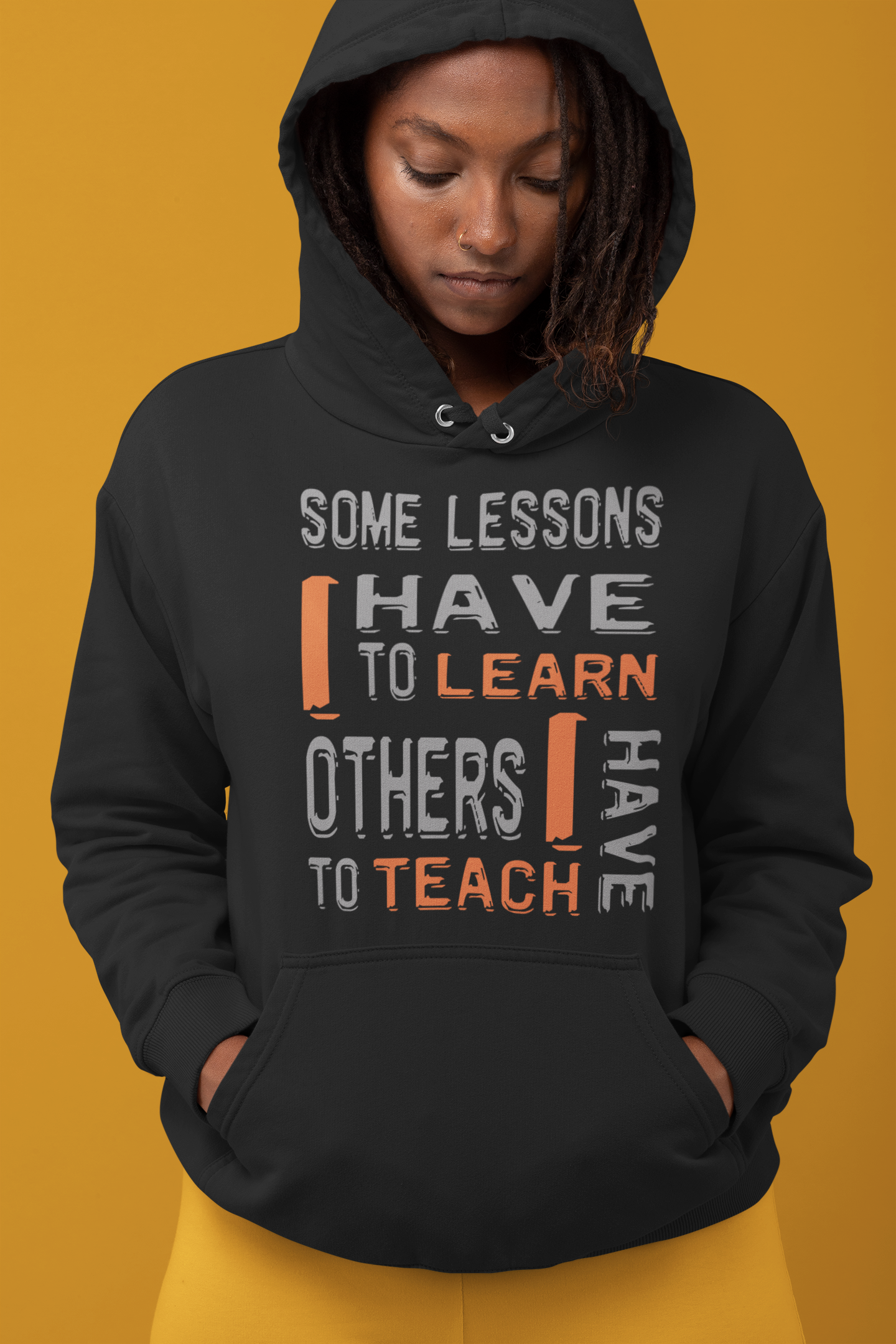 "Some Lessons I Have To Learn..." - Unisex Graphic Hoodie (Graphic:  org/grey)