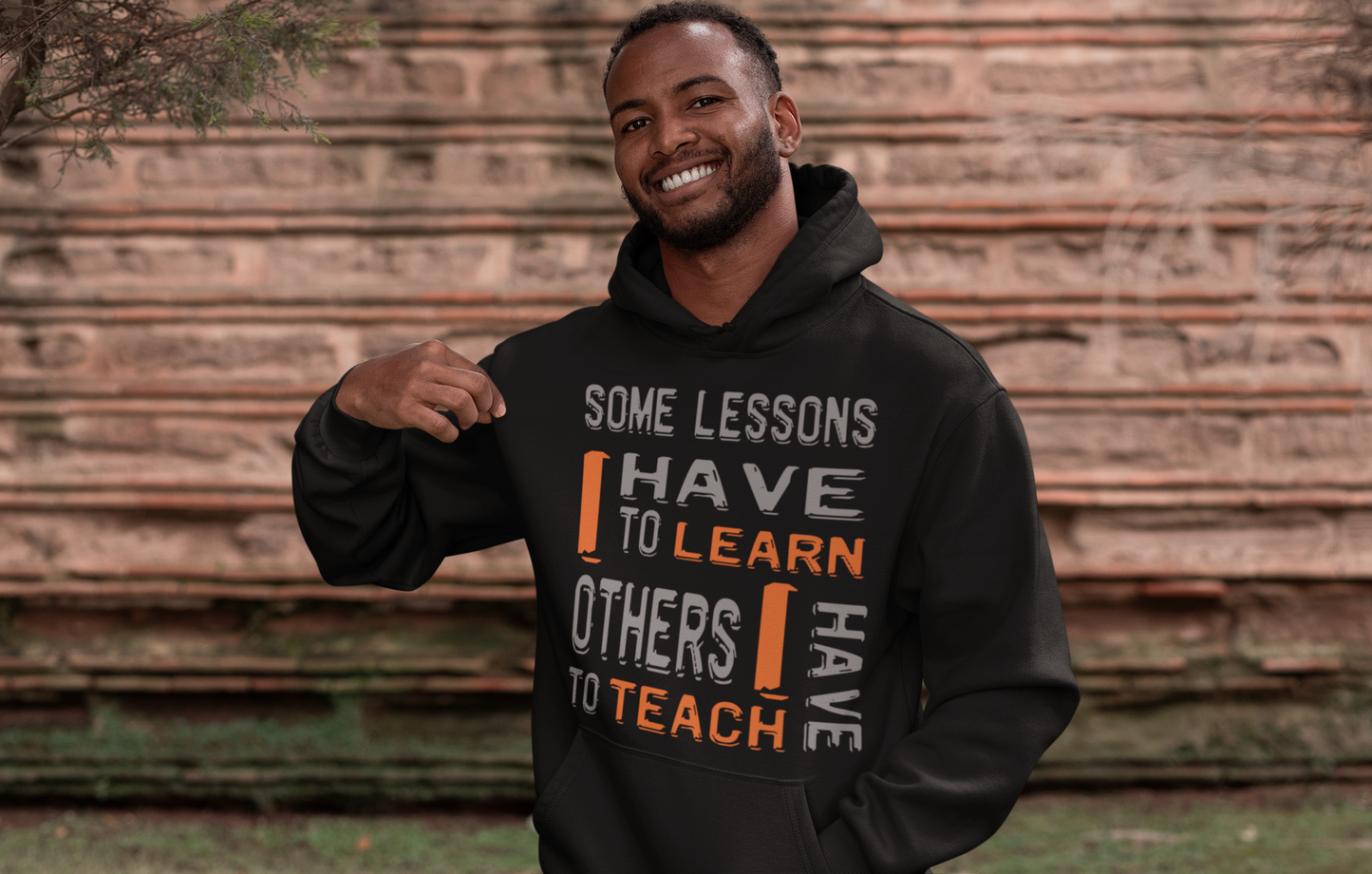 "Some Lessons I Have To Learn..." - Unisex Graphic Hoodie (Graphic:  org/grey)