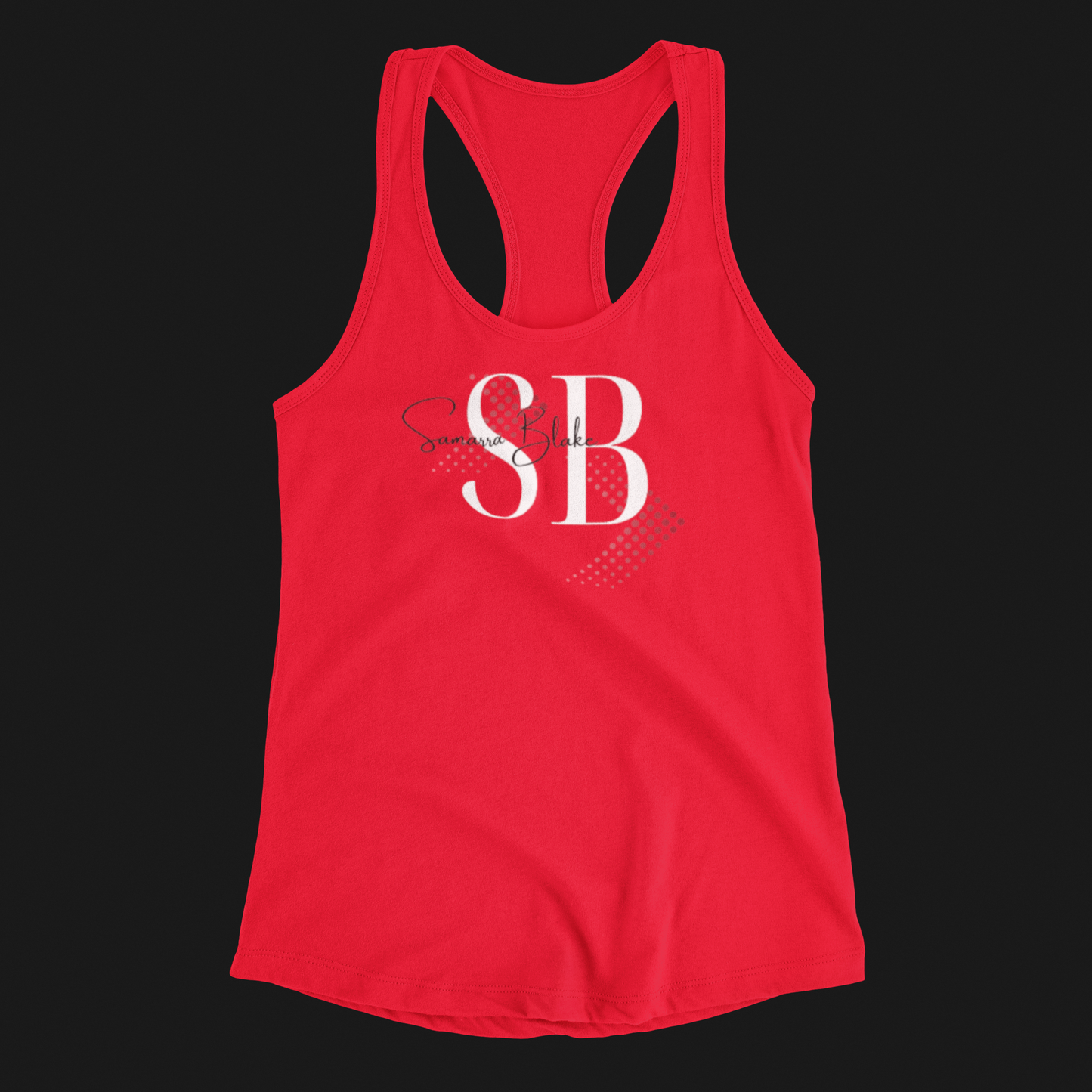 "Hurdling Barriers White_SB" Racerback Tank