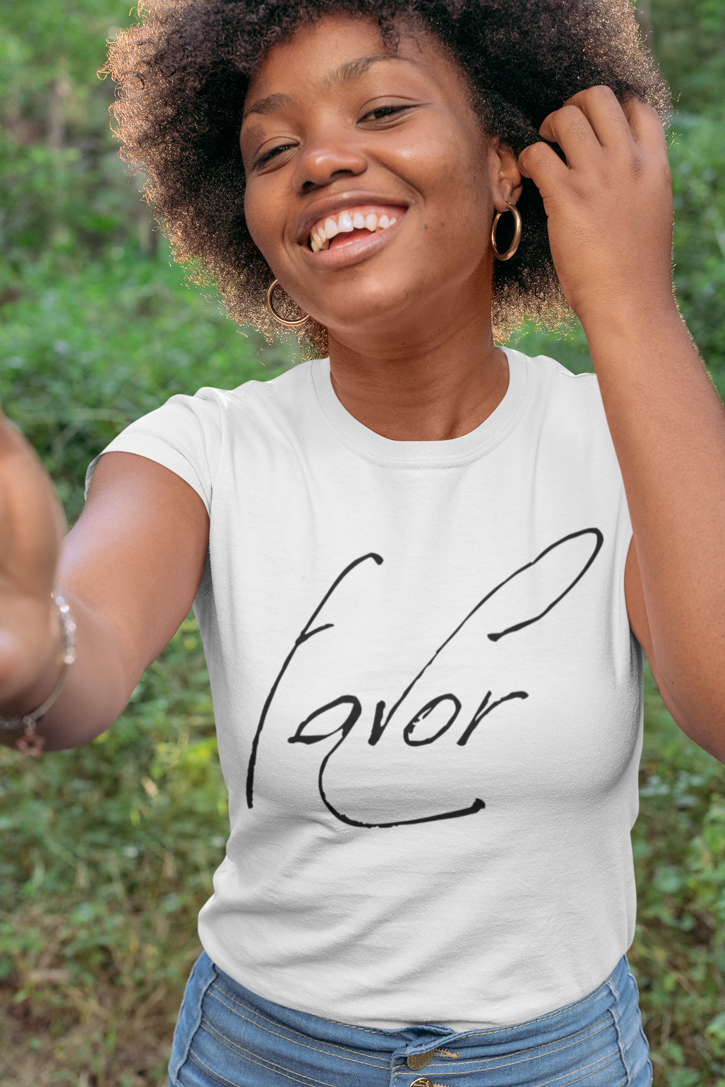 "Favor" - Ladies' V-Neck T-Shirt