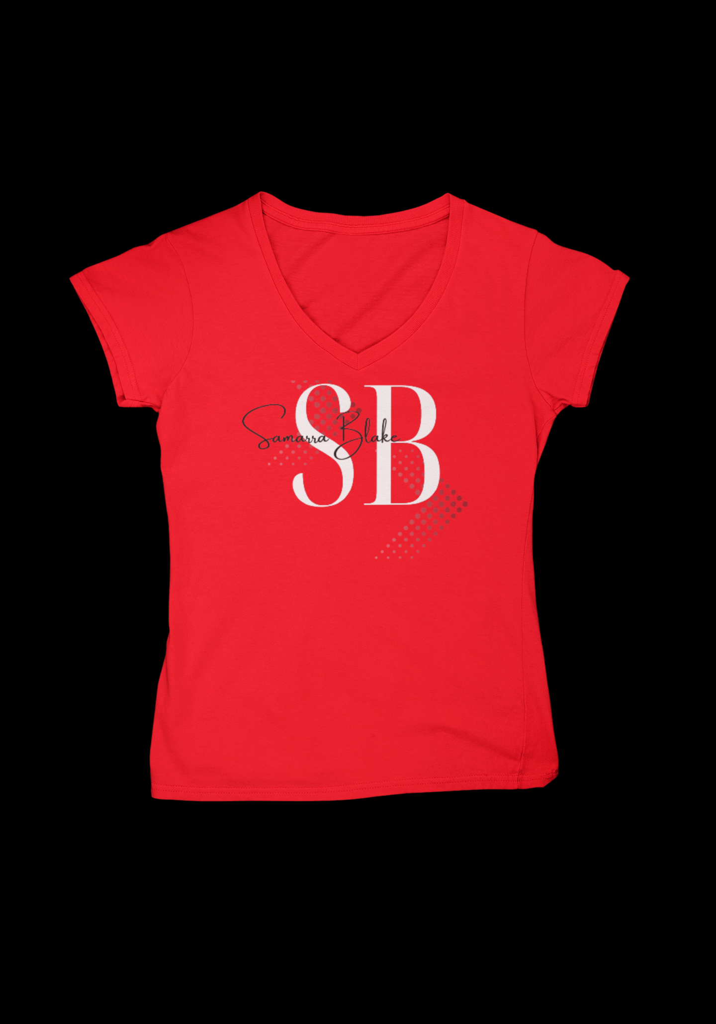 "Hurdling Barriers White_SB" Ladies V-Neck T