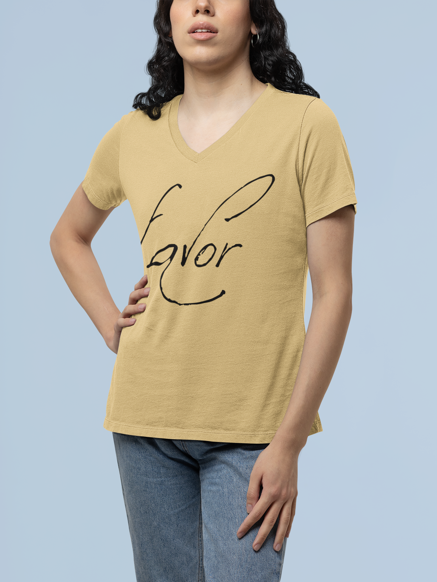 "Favor" - Ladies' V-Neck T-Shirt